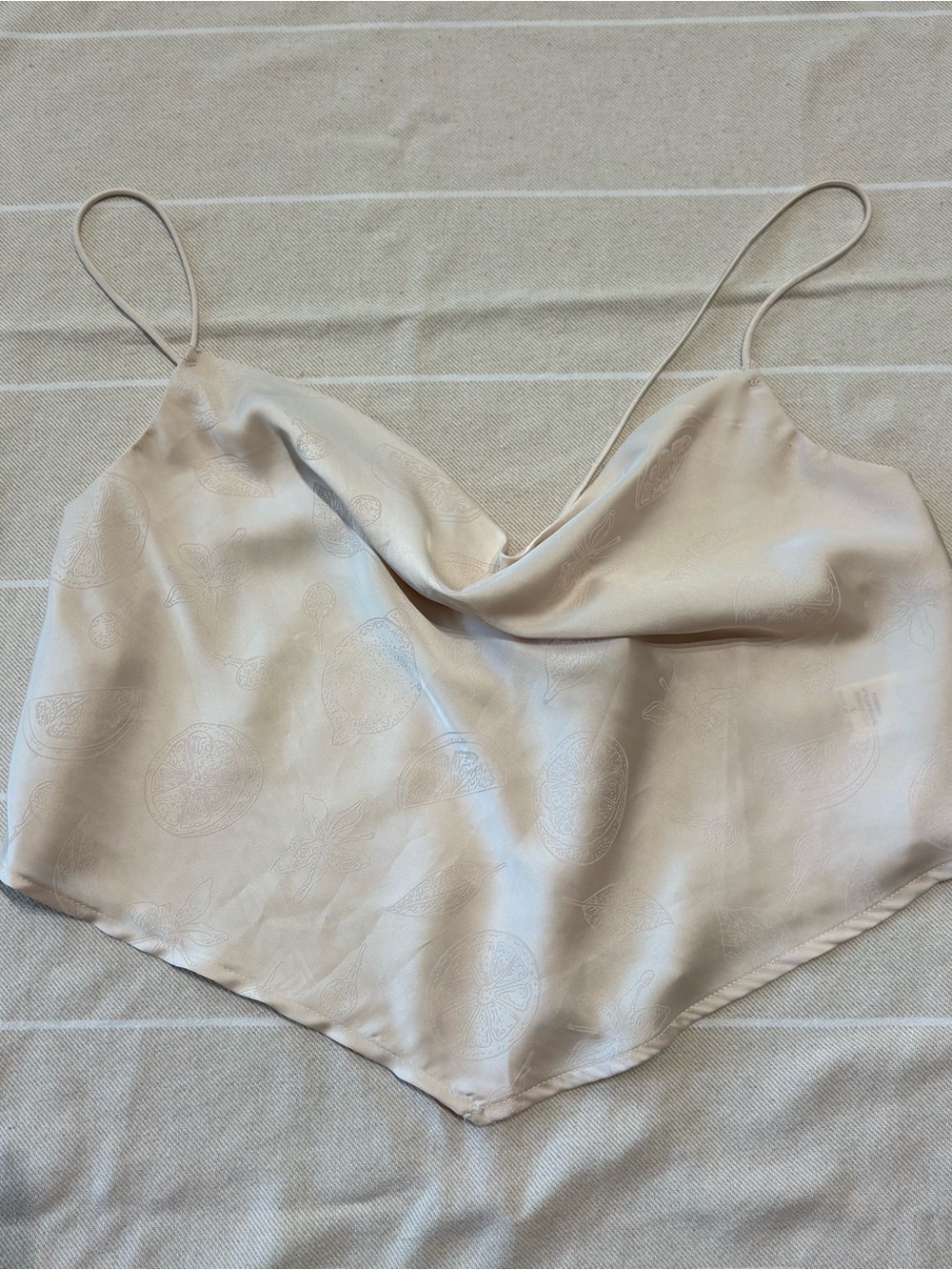 Light Beige Satin Cowl Neck Camisole